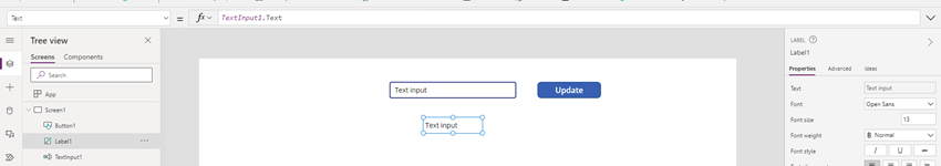PowerApps - Create Label and Textbox